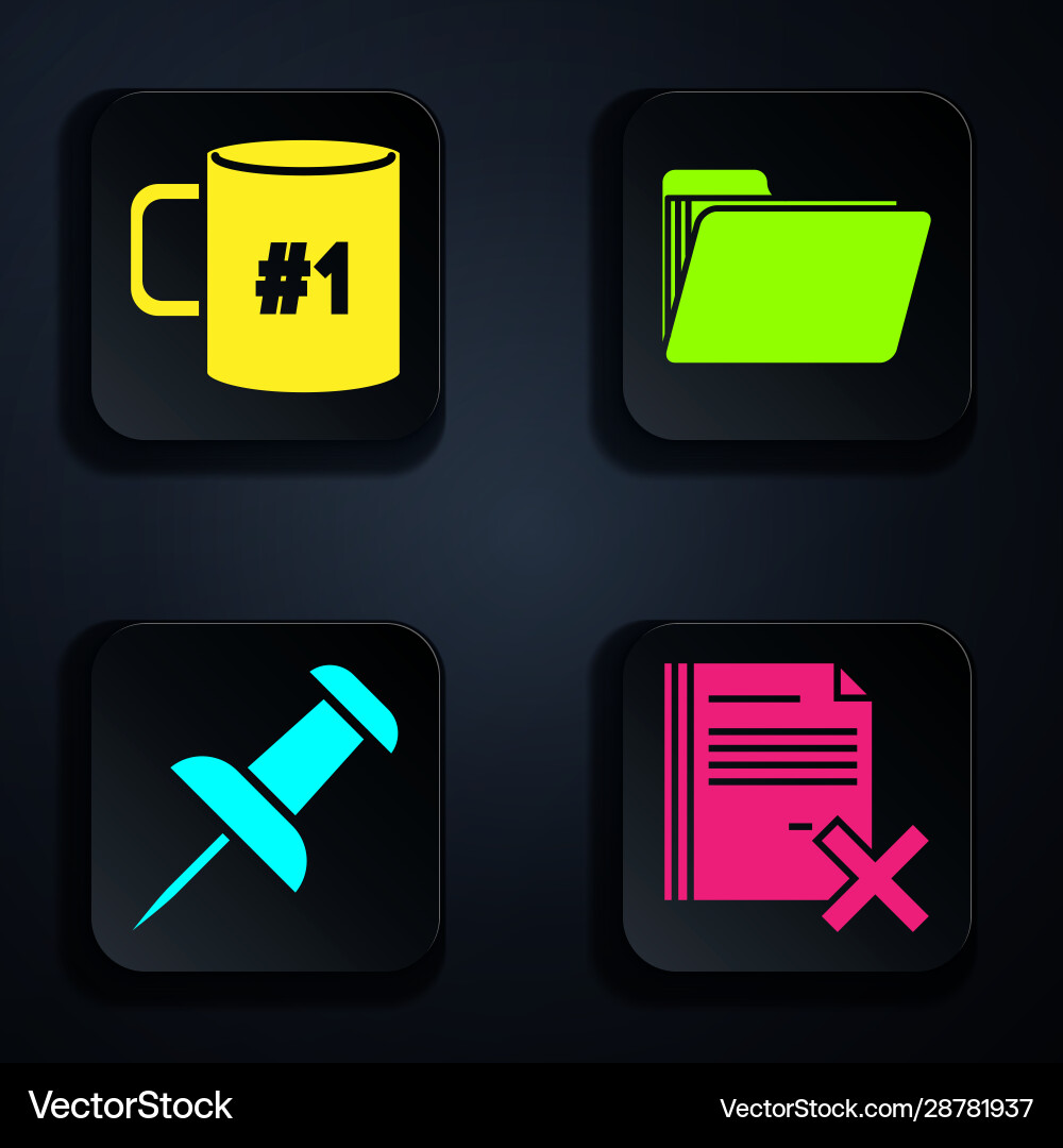 Set delete file document coffee cup flat push Set delete file document coffee cup flat push vector image