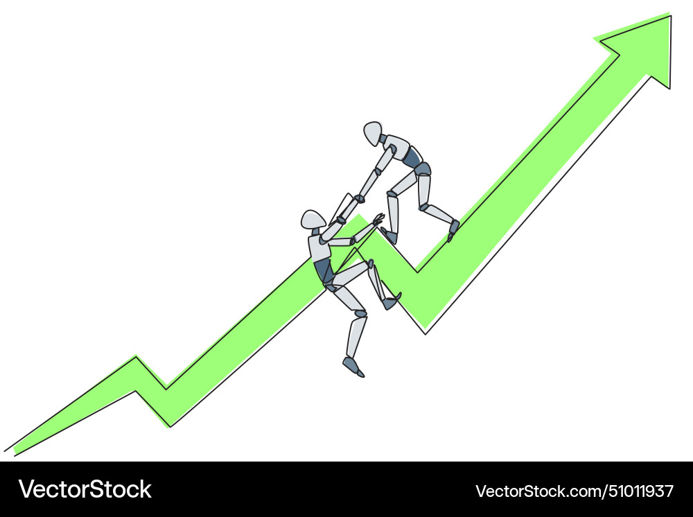 Single continuous line drawing smart robotic Single continuous line drawing smart robotic vector image