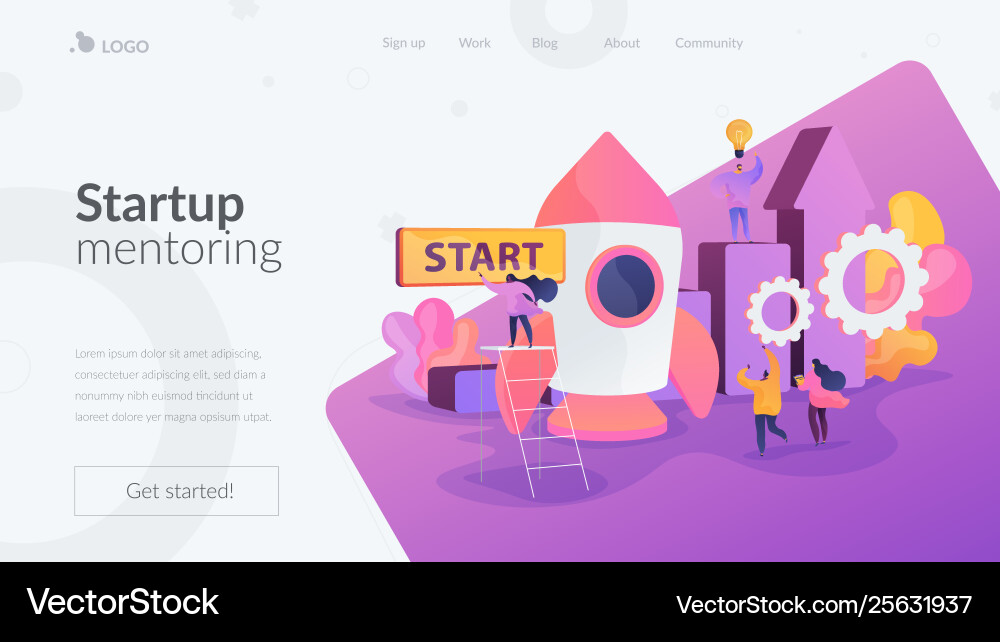 Startup accelerator landing page template vector image