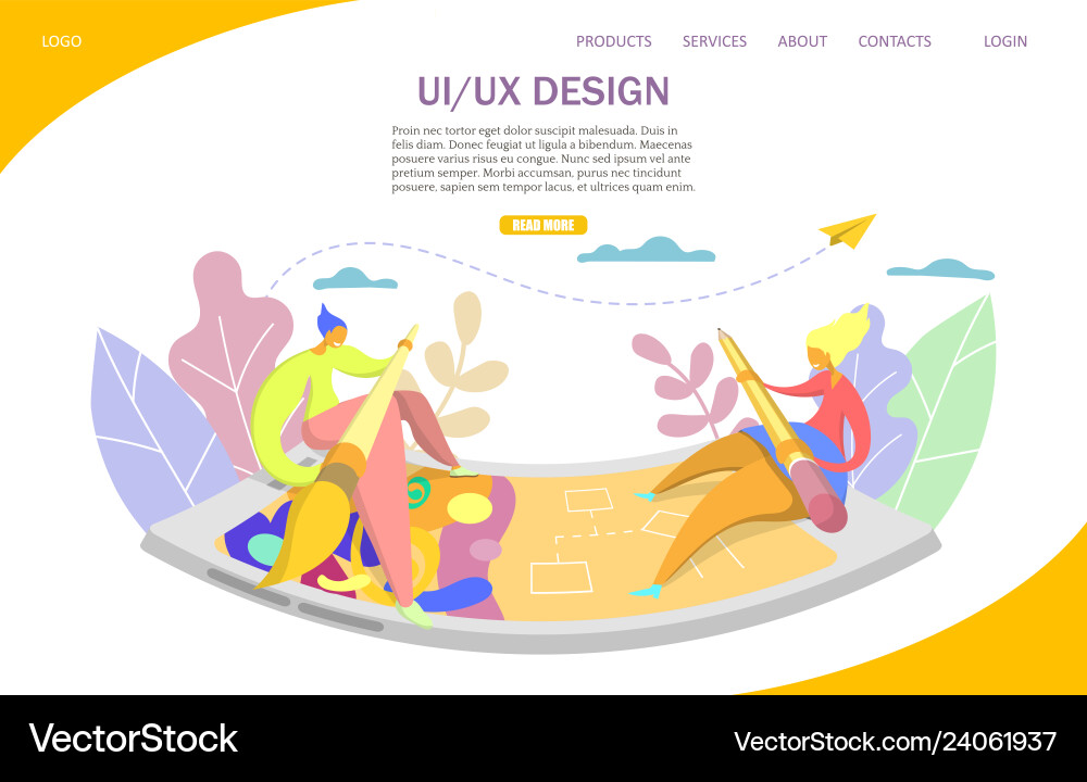 Ui and ux website landing page design Ui and ux website landing page design vector image