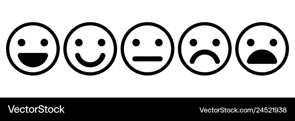 Basic emoticons set five facial expression Basic emoticons set five facial expression vector image