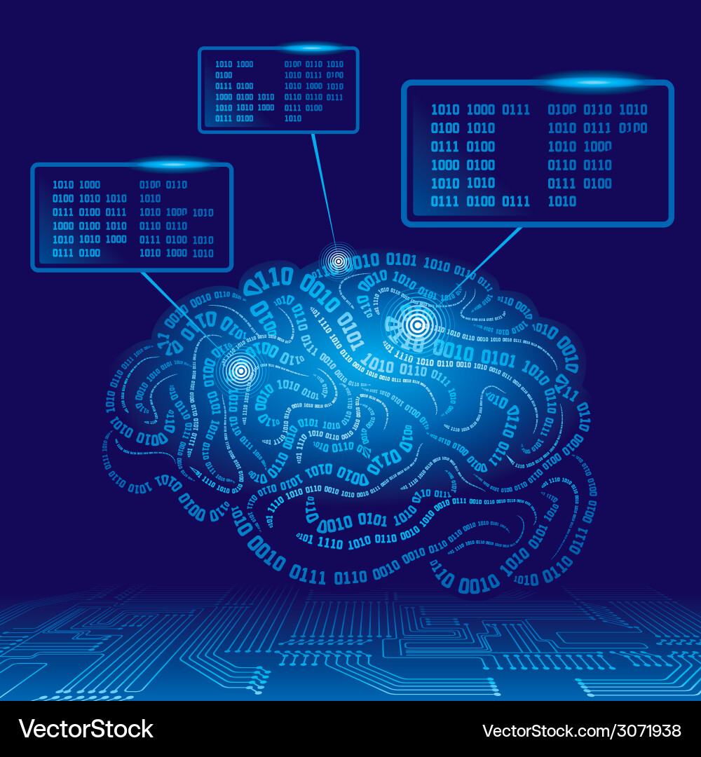 Binary Brain Network vector image