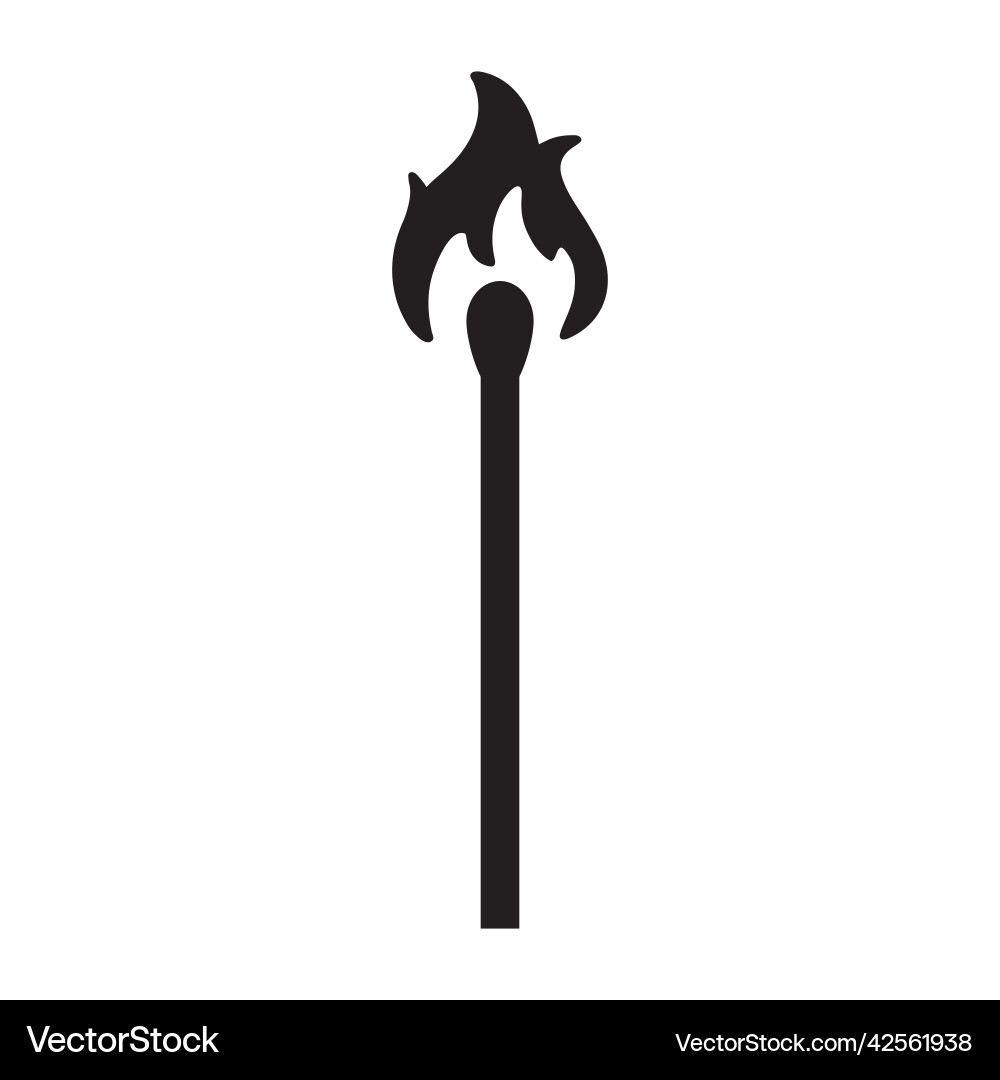 Black silhouette of a burning match Black silhouette of a burning match vector image