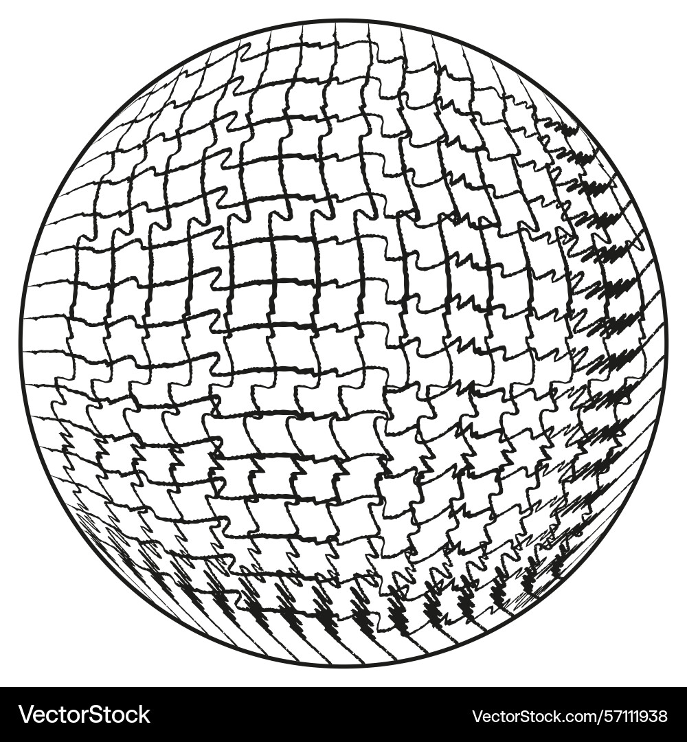 Broken grid sphere irregular mesh optical 3d Broken grid sphere irregular mesh optical 3d vector image