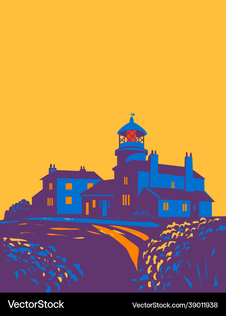 Caldey lighthouse on island within Caldey lighthouse on island within Vector Image