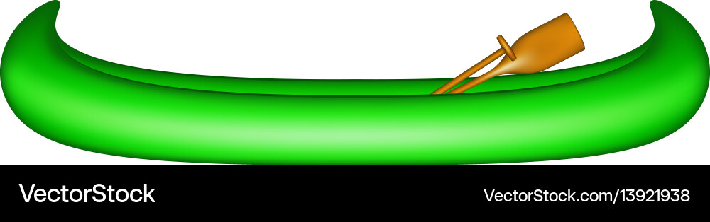 Canoe in green design with wooden paddles vector image