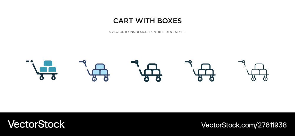 Cart with boxes icon in different style two Vector Image