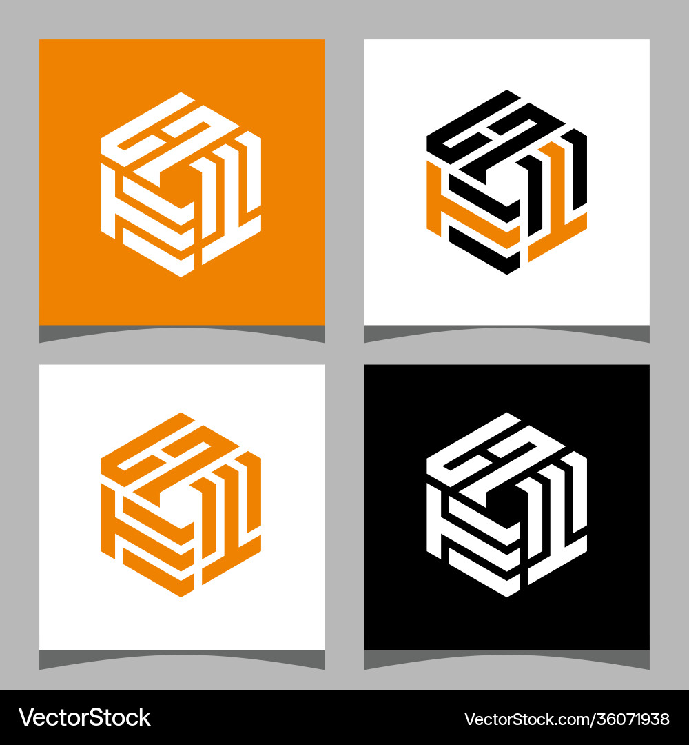 Creative initial letter htt hexagon logo design vector image