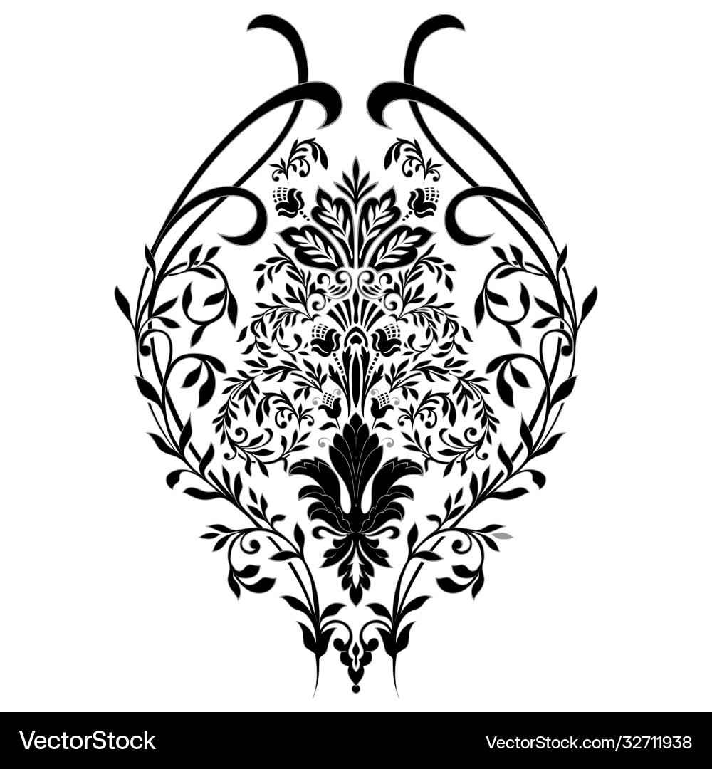 Damask element isolated central Damask element isolated central vector image