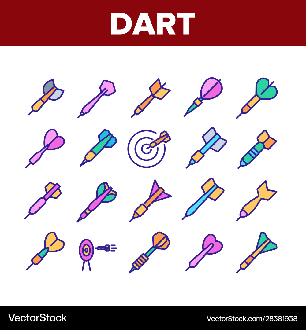 Dart for play game collection icons set Dart for play game collection icons set vector image