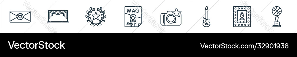 Fame line icons linear set quality Fame line icons linear set quality vector image