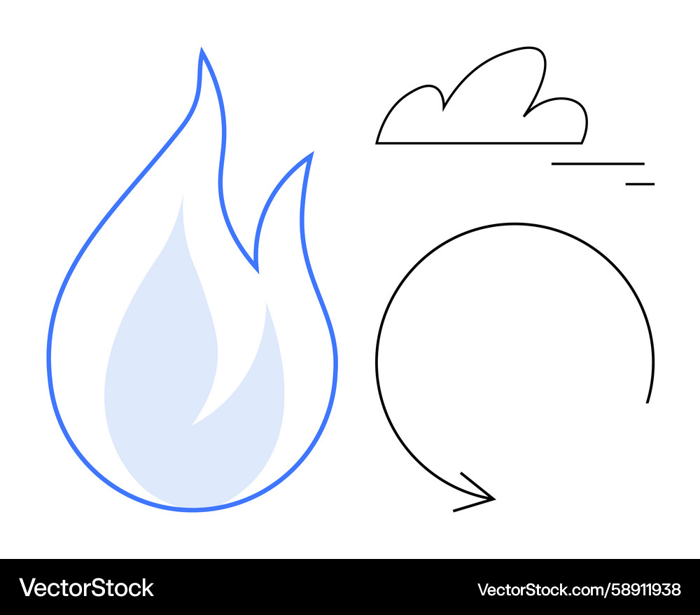 Fire flame cloud and arrow loop representing Vector Image