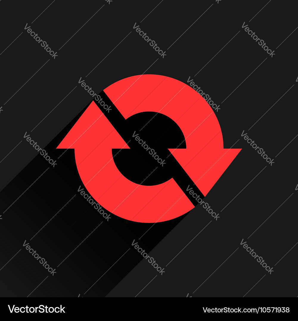 Flat red arrow icon refresh reset repeat sign Vector Image