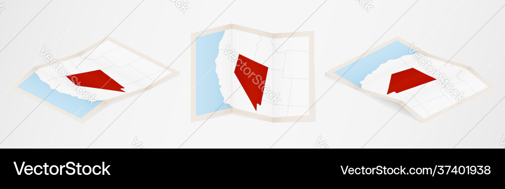 Folded map nevada in three different versions Vector Image