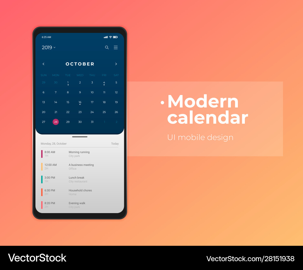 Kalender mobile apptasks ui ux design mockup bild Kalender mobile apptasks ui ux design mockup bild vektorbild