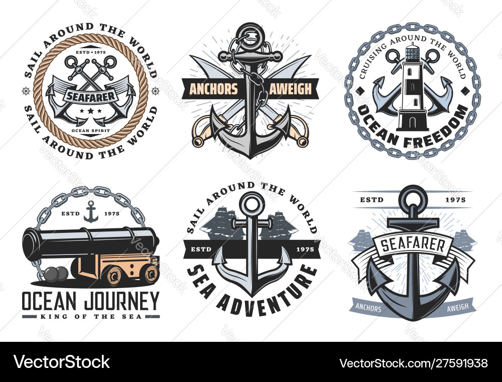 Nautical Ship Icons & Symbols Vector Image