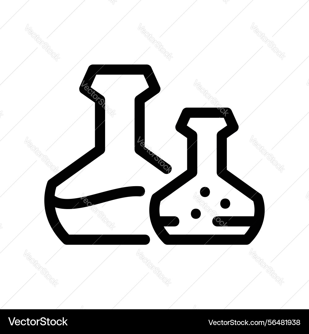 Outline icon of two laboratory flasks for science Vector Image