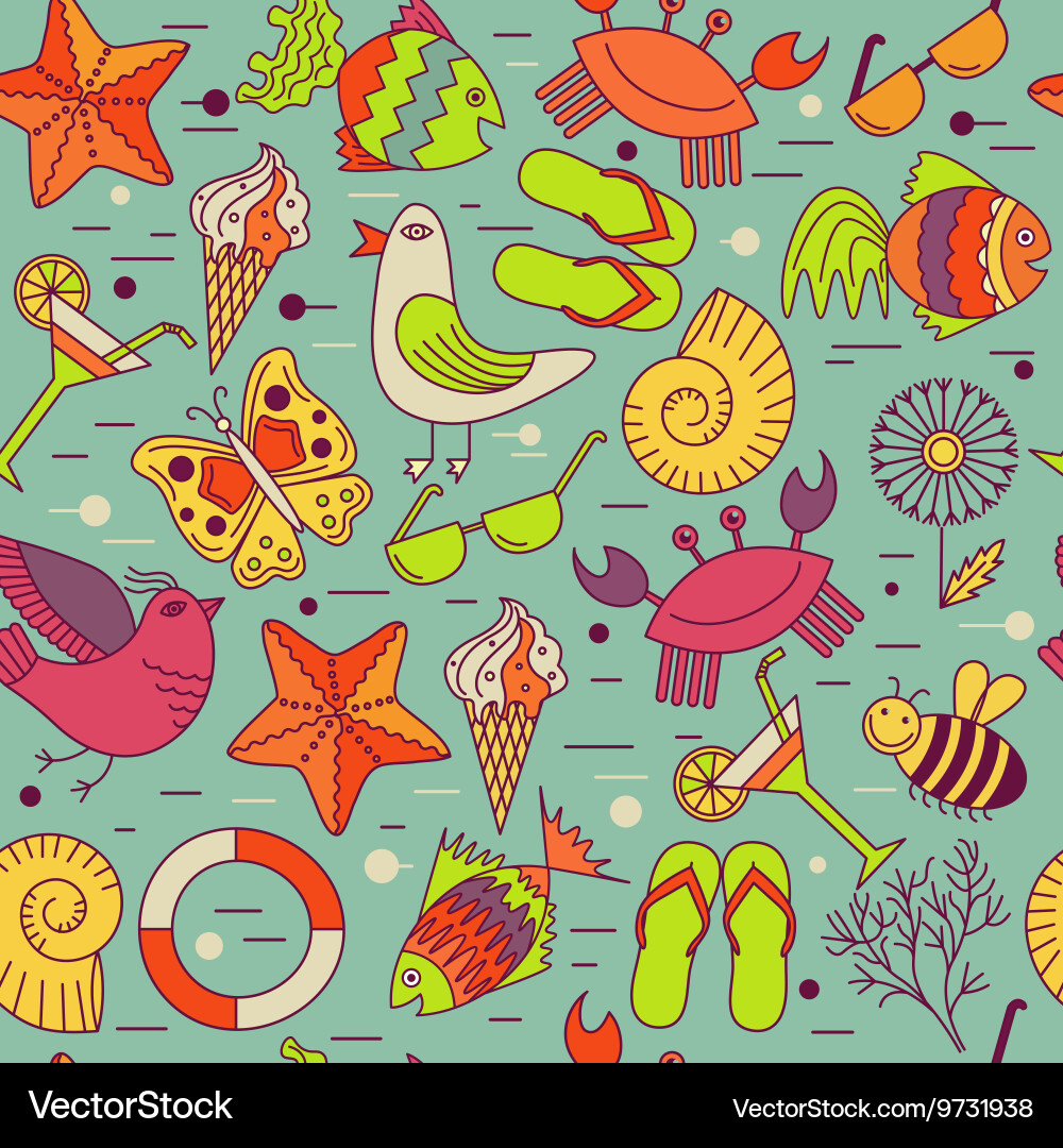 Seamless patterns for the summer theme Vector Image