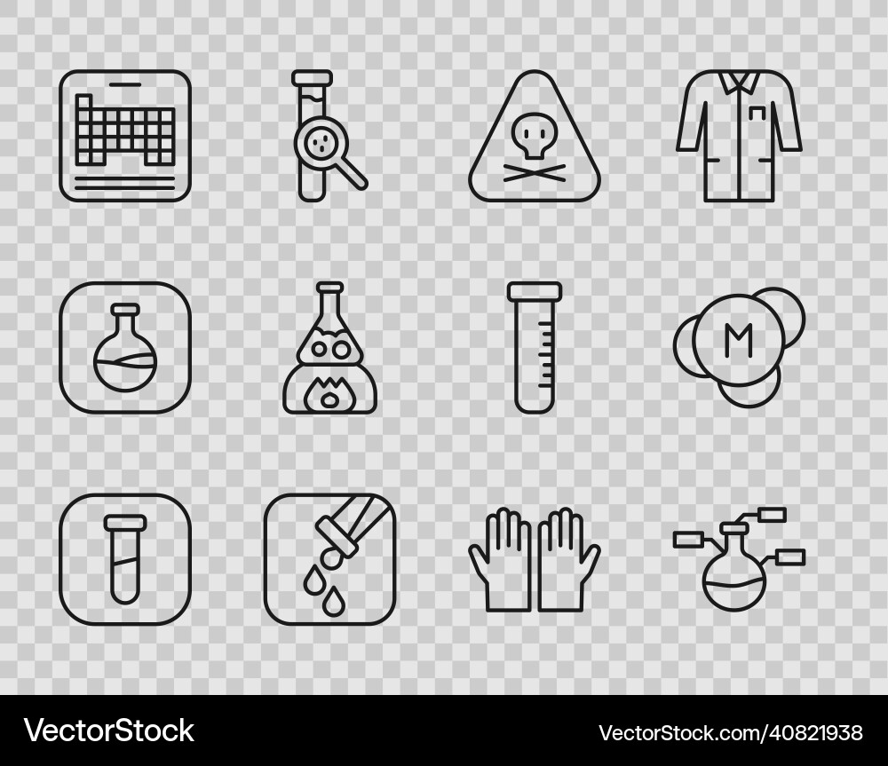 Set line test tube and flask triangle warning Set line test tube and flask triangle warning Vector Image