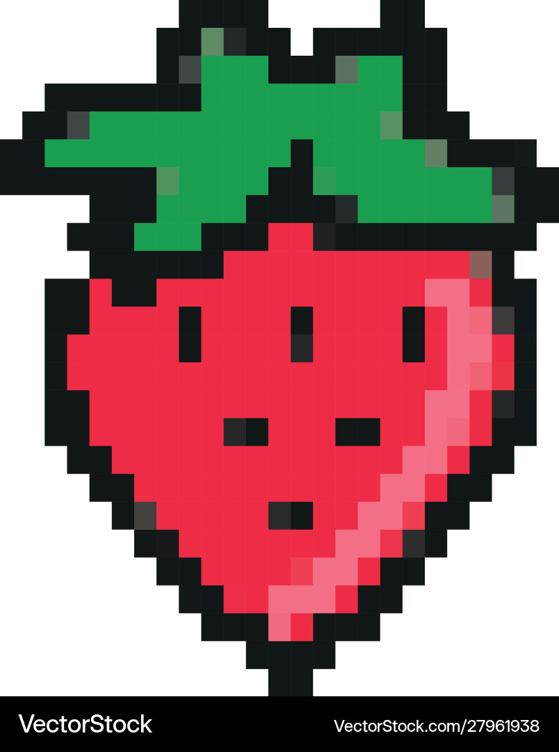 Strawberry fruit 8 bits pixelated style icon Vector Image