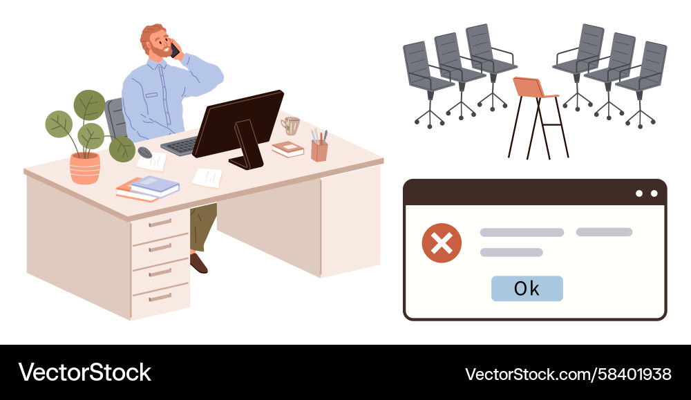 Stressed Worker Handling Tech Issue Vector Image