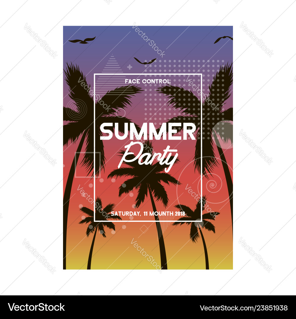 Tropical Summer Party Poster Vector Image