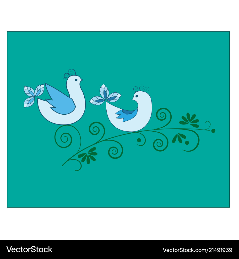 Bird on twig in square Vector Image