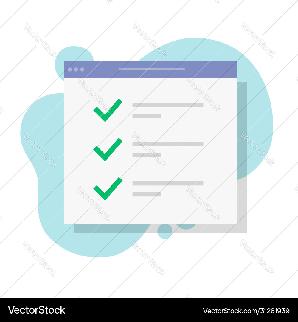 Check list online form report on website or web Check list online form report on website or web vector image
