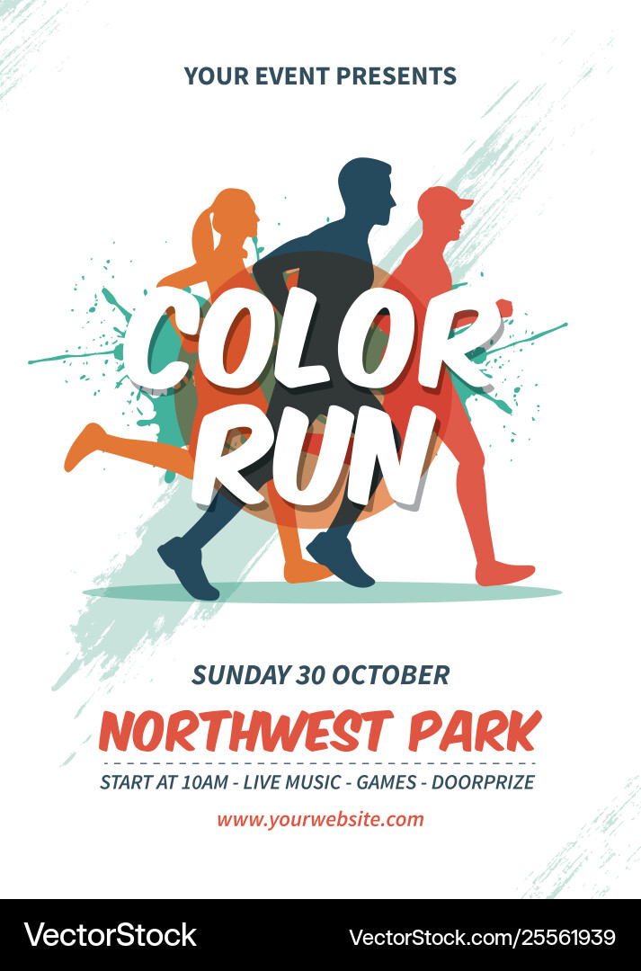 Color run flyer template Color run flyer template vector image