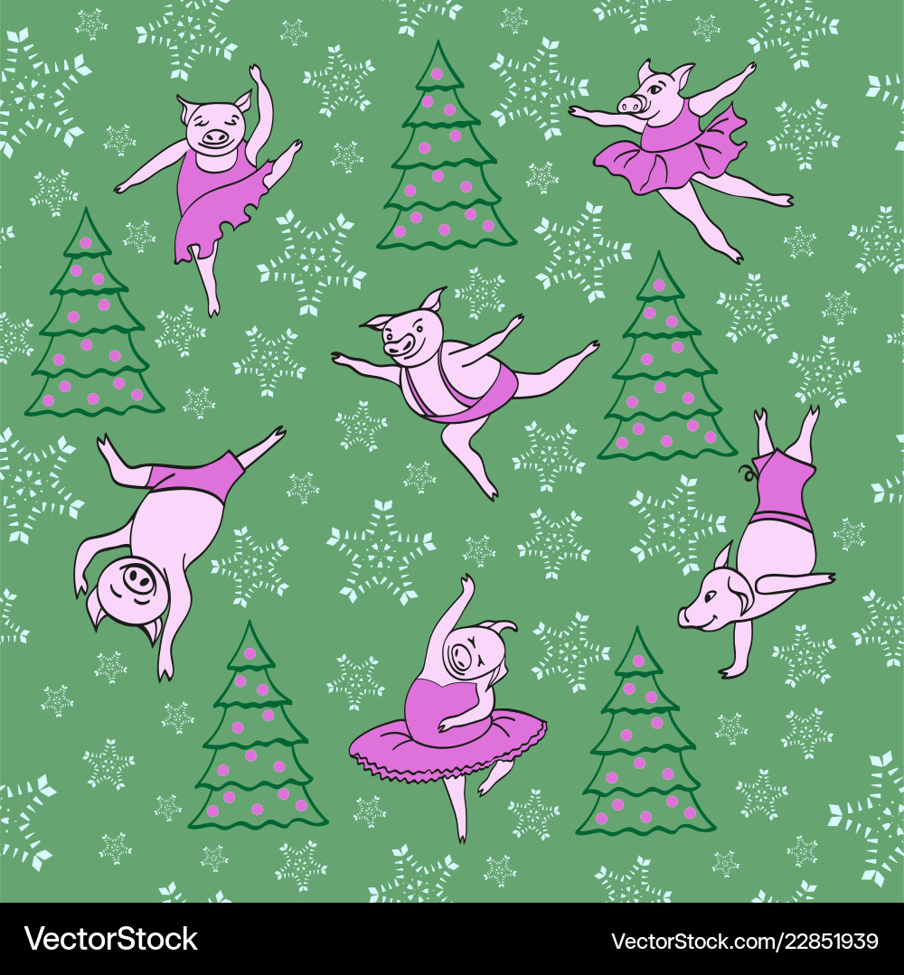 Dancing piglets pattern Dancing piglets pattern Vector Image