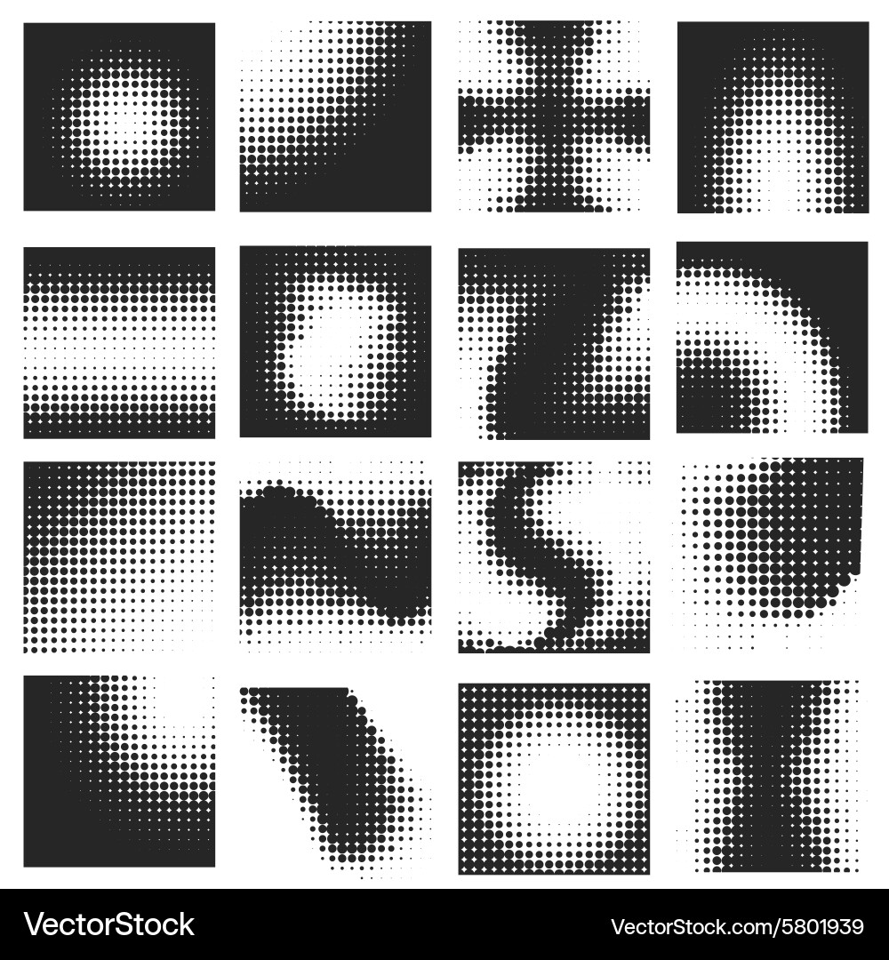 Halftone Dot Pattern Set vector image