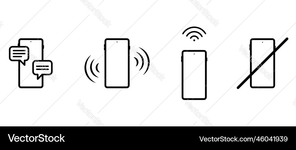 Icon set of smart phone with messaging ringing vector image