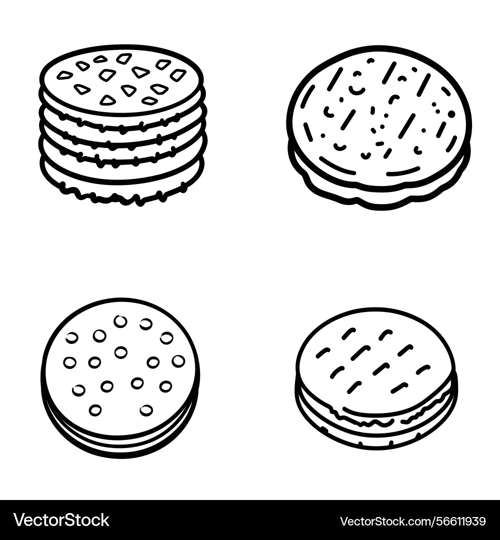 Line art cookie stack with round biscuits vector image