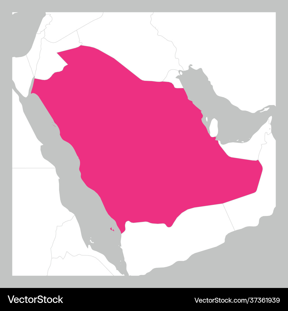 Map saudi arabia pink highlighted with neighbor Map saudi arabia pink highlighted with neighbor vector image