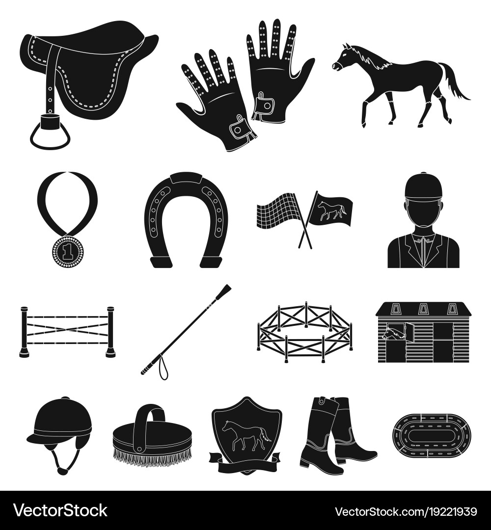Pferderennen Icon Set Vektorbild