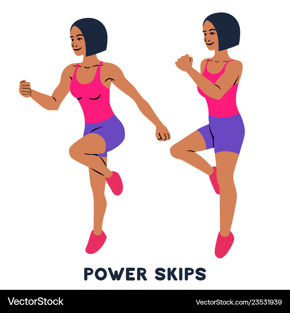 Power skips sport exersice silhouettes von frau Power skips sport exersice silhouettes von frau vektorbild