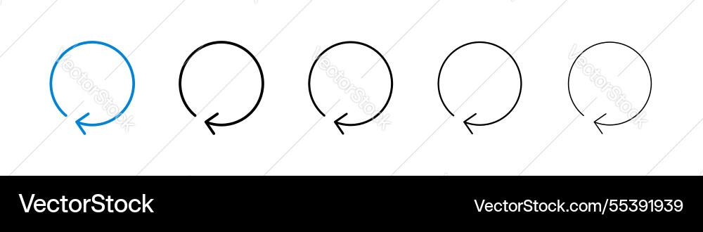 Refresh icons in five different stroke sizes Vector Image