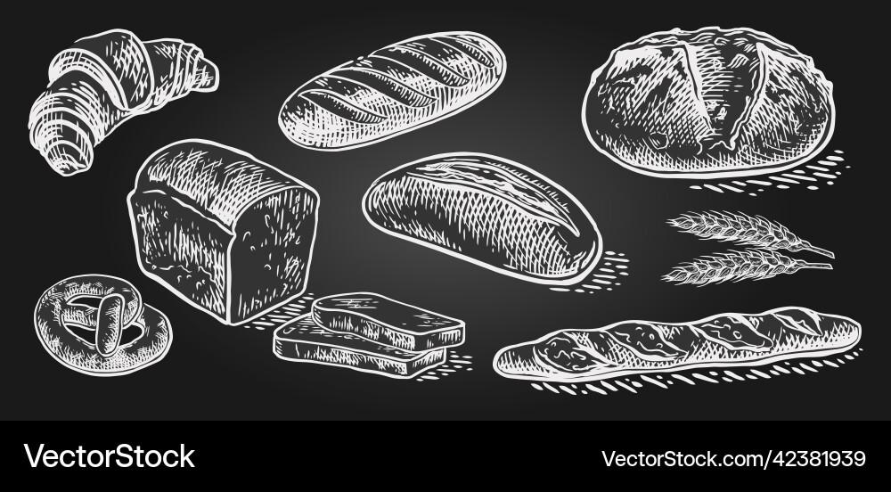 Rustikale Brot-Set Vektorbild