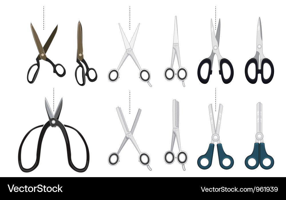 Scissor collection set Royalty Free Vector Image