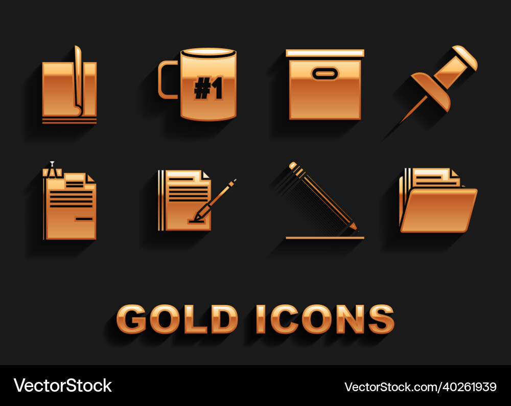 Set blank notebook and pen push pin document Set blank notebook and pen push pin document Vector Image