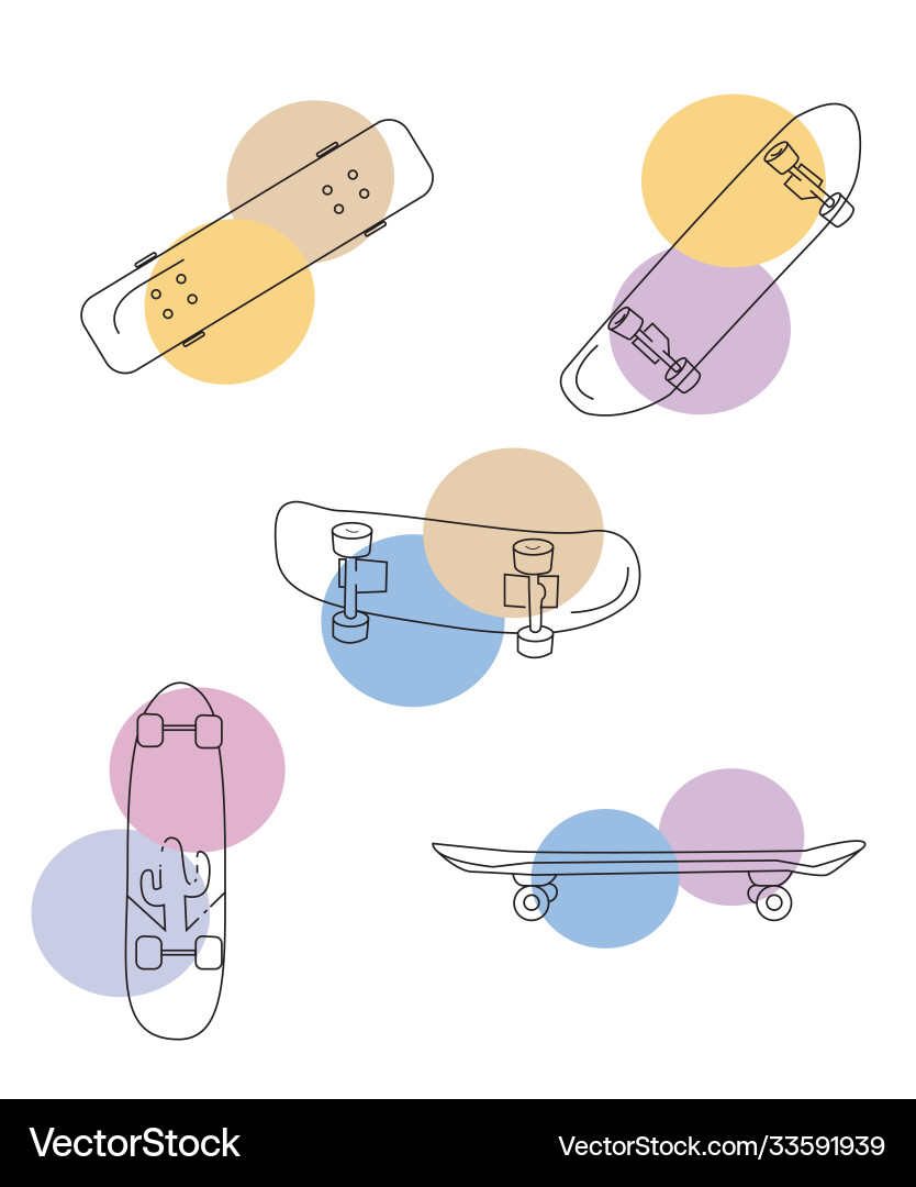 Set icons skate lines with color elements Set icons skate lines with color elements vector image