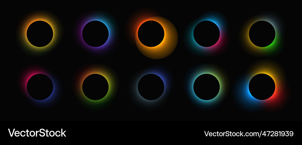 Set of circle illuminate light frames with color Set of circle illuminate light frames with color vector image