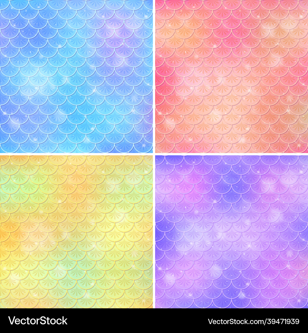 Set of fish scale seamless pattern background Set of fish scale seamless pattern background vector image