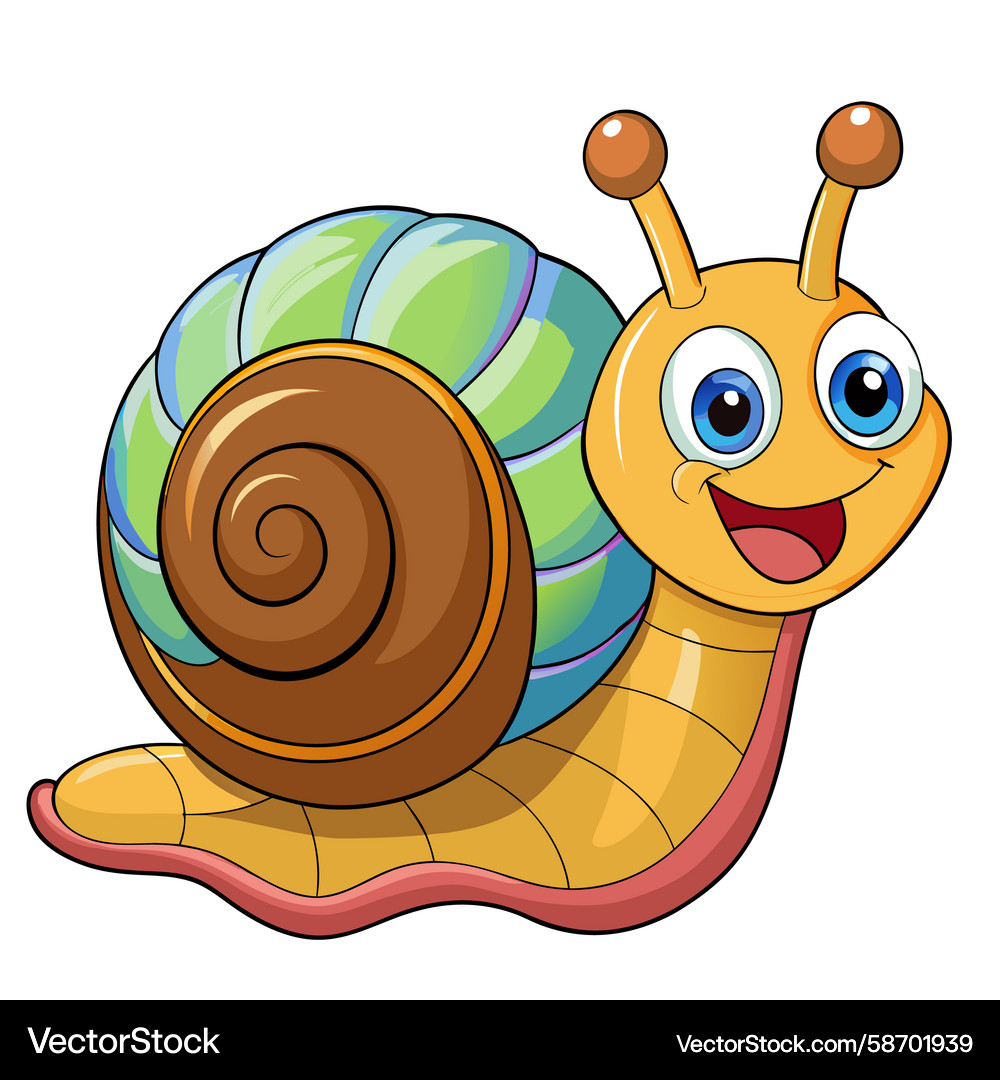 Smiling Cartoon Snail with Colorful Shell Vector Image