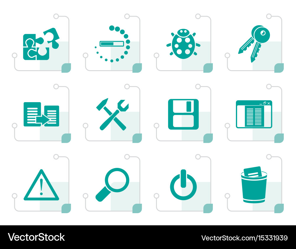 Stylized developer programming and application vector image