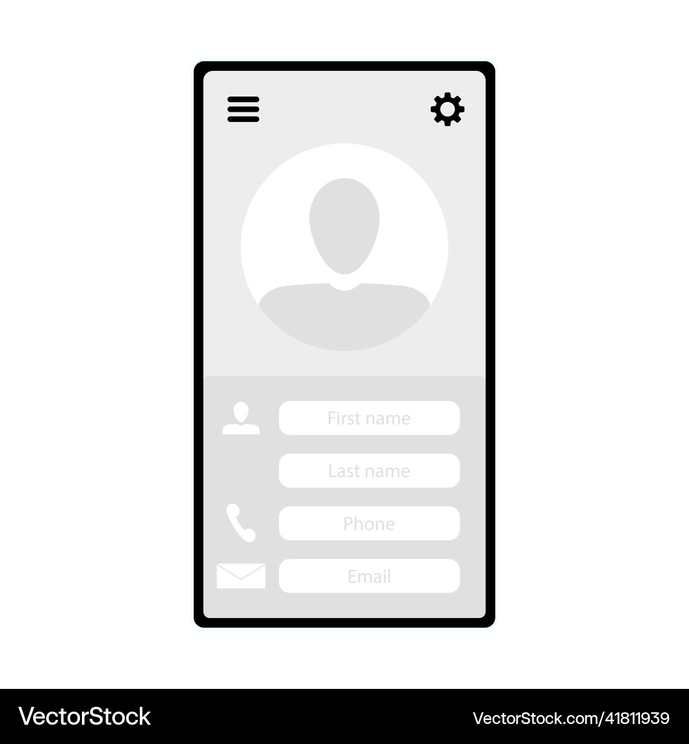 Template of page contact in smartphone with name vector image