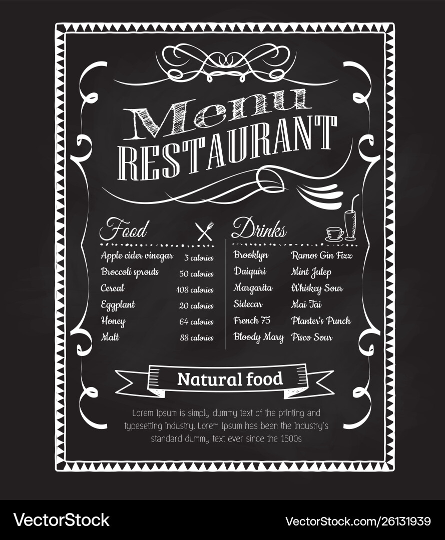 Vintage Restaurant Blackboard Menu vector image