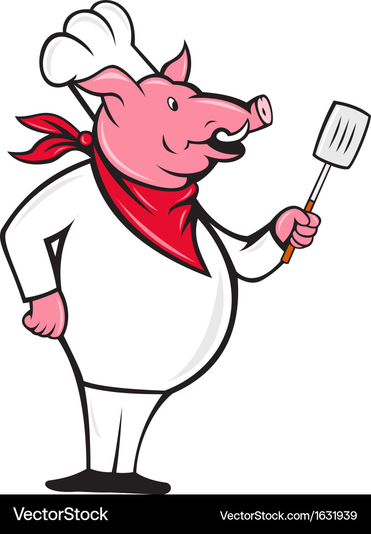 Wild pig hog chef with spatula cartoon vector image