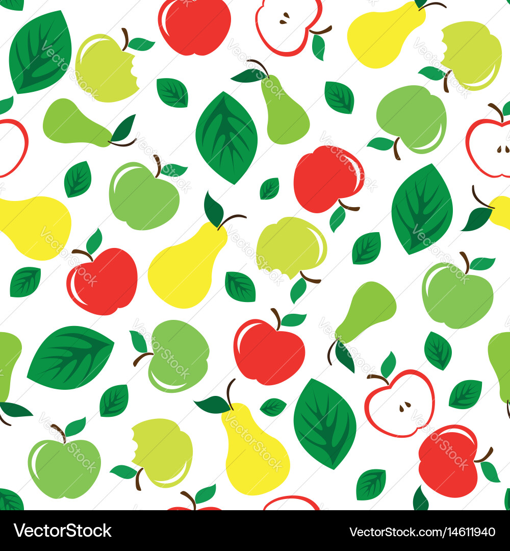 Apple and Pear Seamless Pattern vector image