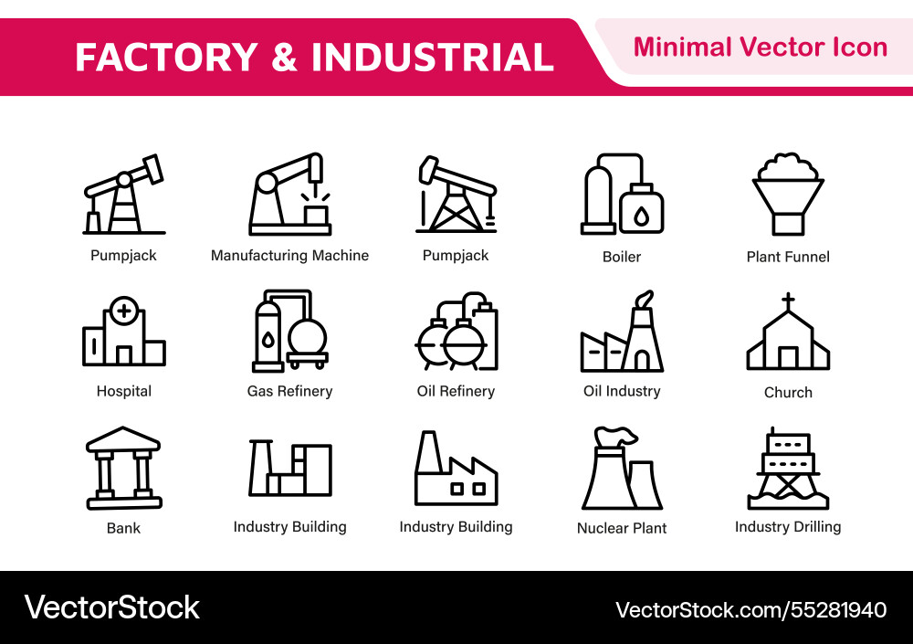 Factory icon set a dynamic collection of icons Vector Image